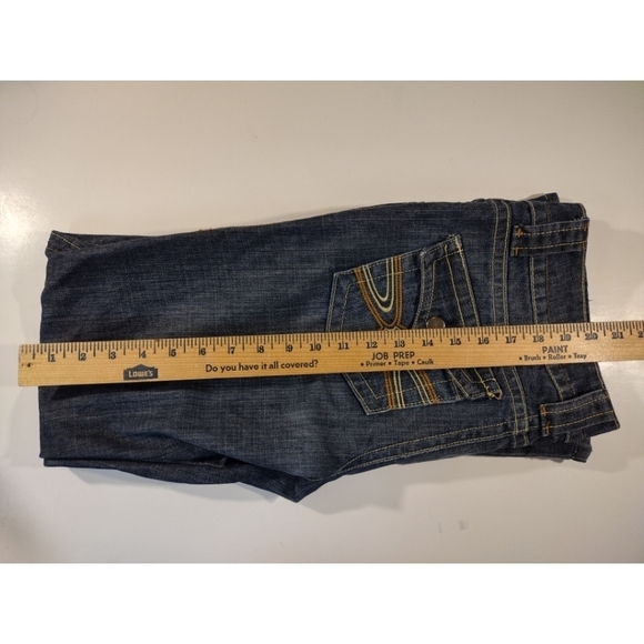 Lux medium wash button flap embroidered back pockets denim jeans size 29 - Picture 9 of 13